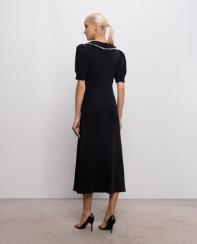 Alessandra Rich Black midi dress with lace FABX4438F4692