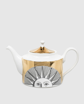 Fornasetti White porcelain teapot Soli P22Z288