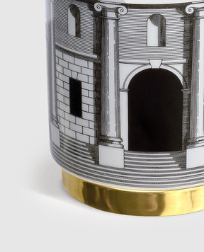 Fornasetti Architettura scented candle - in a porcelain candlestick FPXS419