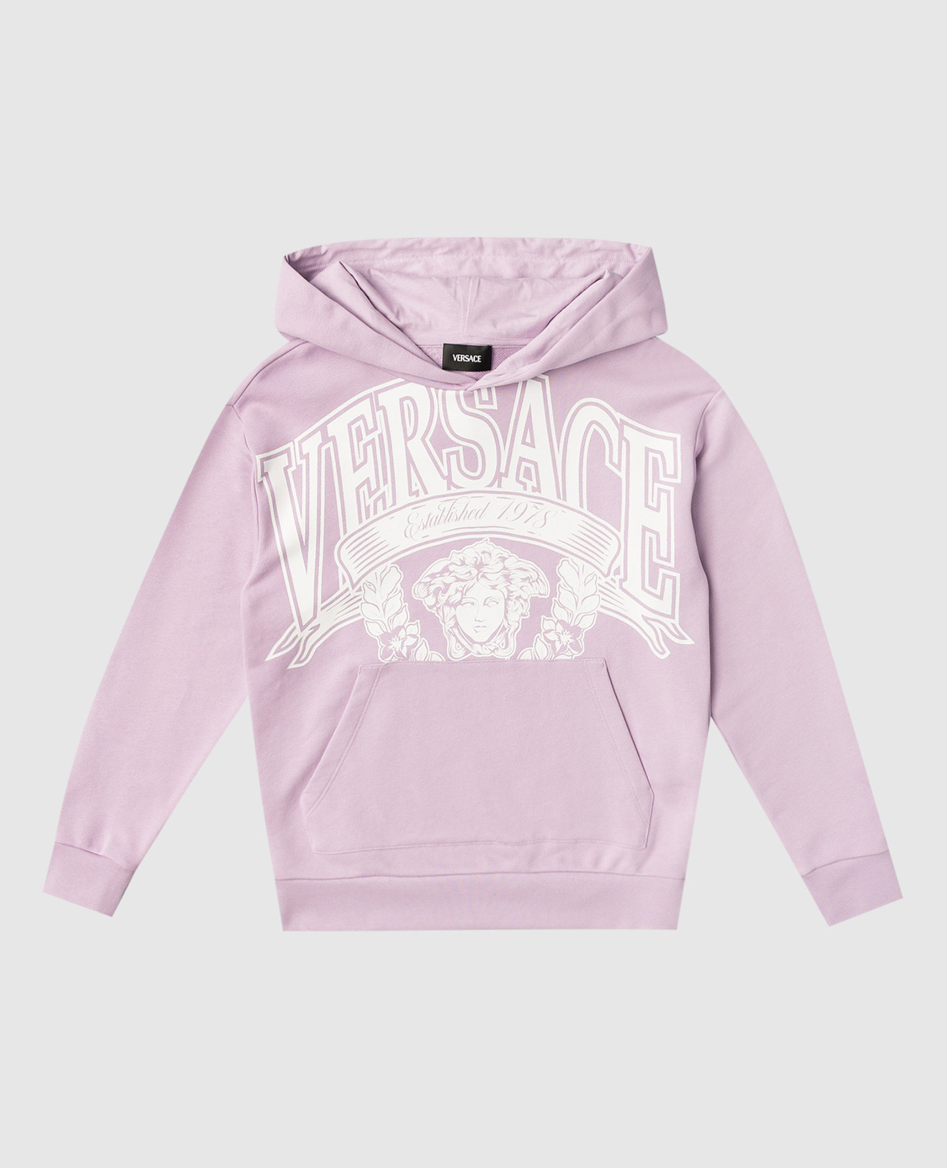 Children's purple hoodie with logo print Versace