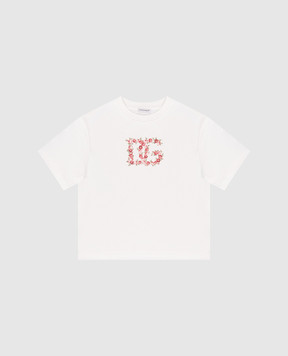 Dolce&Gabbana Children's white T-shirt with monogram print L5JTNLG7PVF46