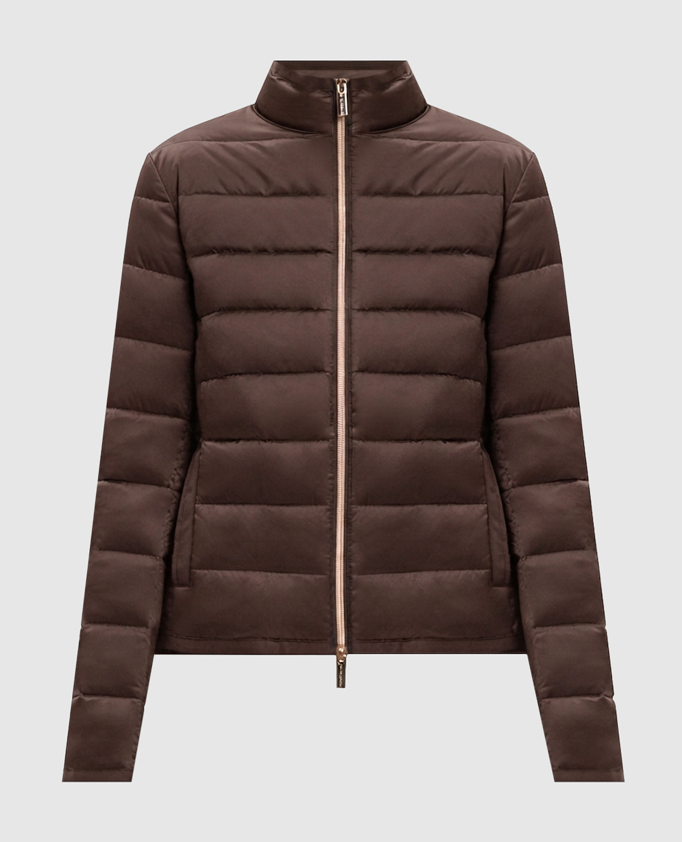 Brown quilted down jacket