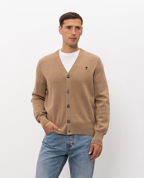 Ami Paris Brown merino wool cardigan HKC361001