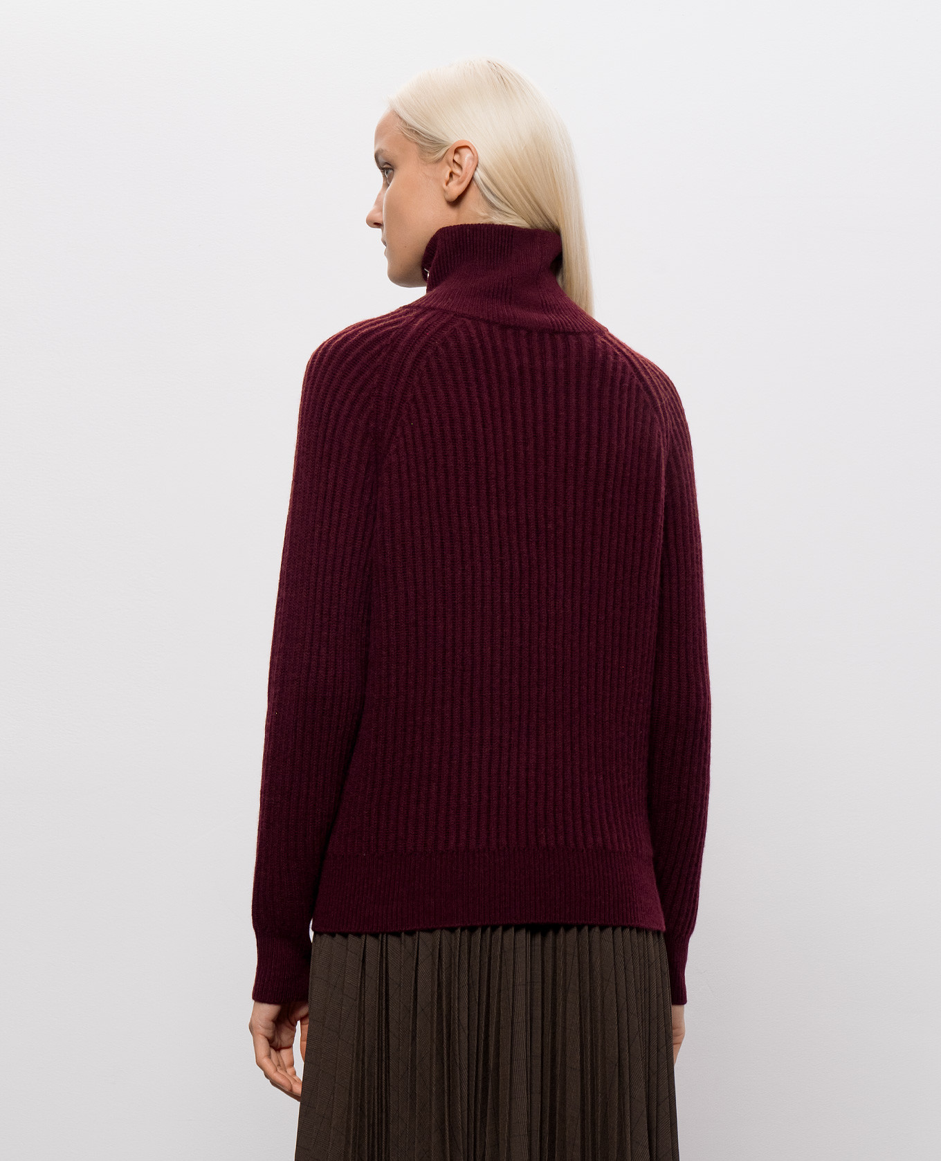 Burgundy wool and cashmere sweater with zipper Allude 4