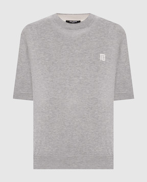Balmain Gray silk t-shirt GF0ALB30KJ53
