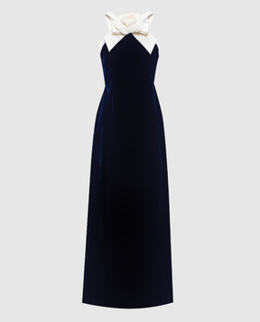 Richard Quinn Blue velvet silk dress RQSS2612