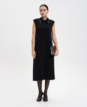 Jil Sander Black wool midi dress with beads J03CT0569J20328
