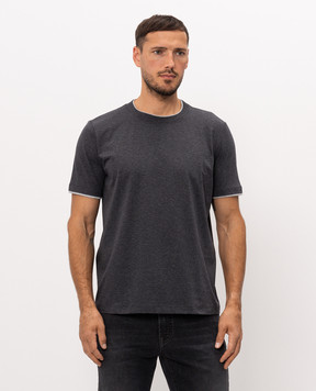 Peserico Grey melange T-shirt with logo print R55044J0Q402358