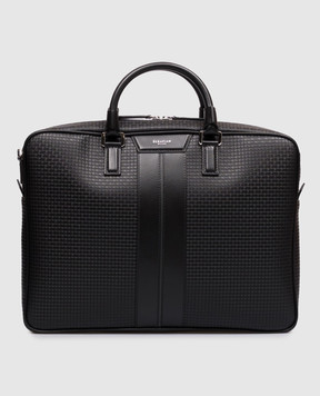 Serapian Black leather briefcase with logo SRSTSMLL739740ACG2