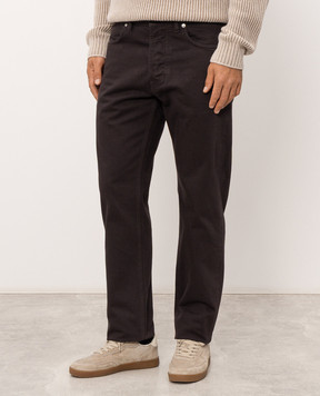 Stone Island Brown jeans with logo patch L2S14J100005S0J24