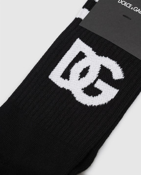 Dolce&Gabbana Black socks with DG pattern GXS80TJGMED