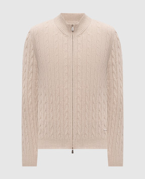 Enrico Mandelli Beige wool and cashmere cardigan with a pattern 4K083A6211