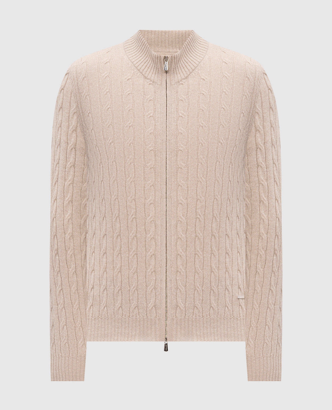 Beige wool and cashmere cardigan with a pattern