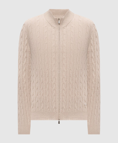 Beige wollen en kasjmier vest met een patroon