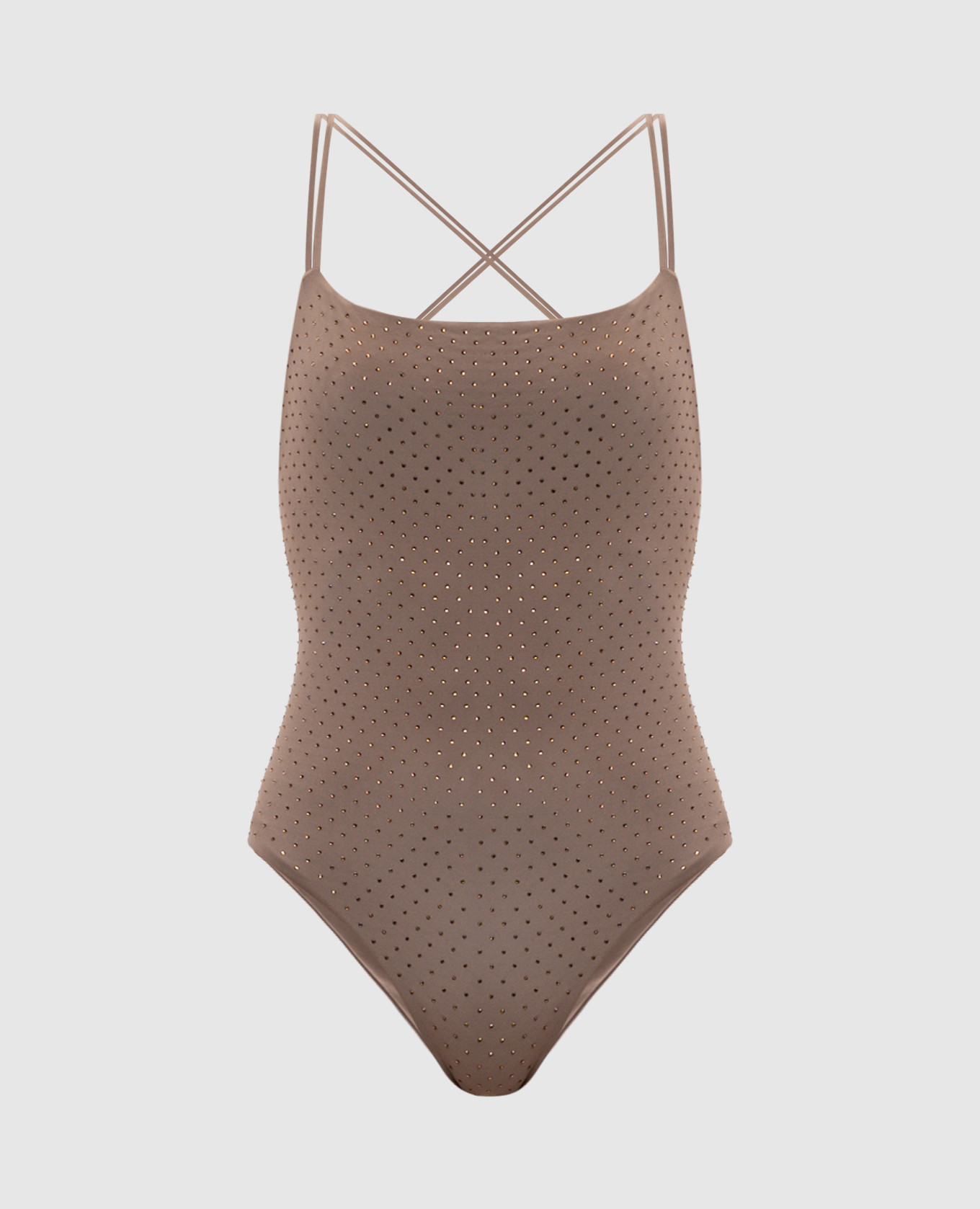 Beige swimsuit with crystals