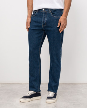 Pini Parma Blue jeans with logo patch JEAMBLCOMF