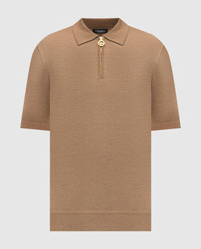 Stefano Ricci Brown silk polo shirt with emblem K414000P31F26160