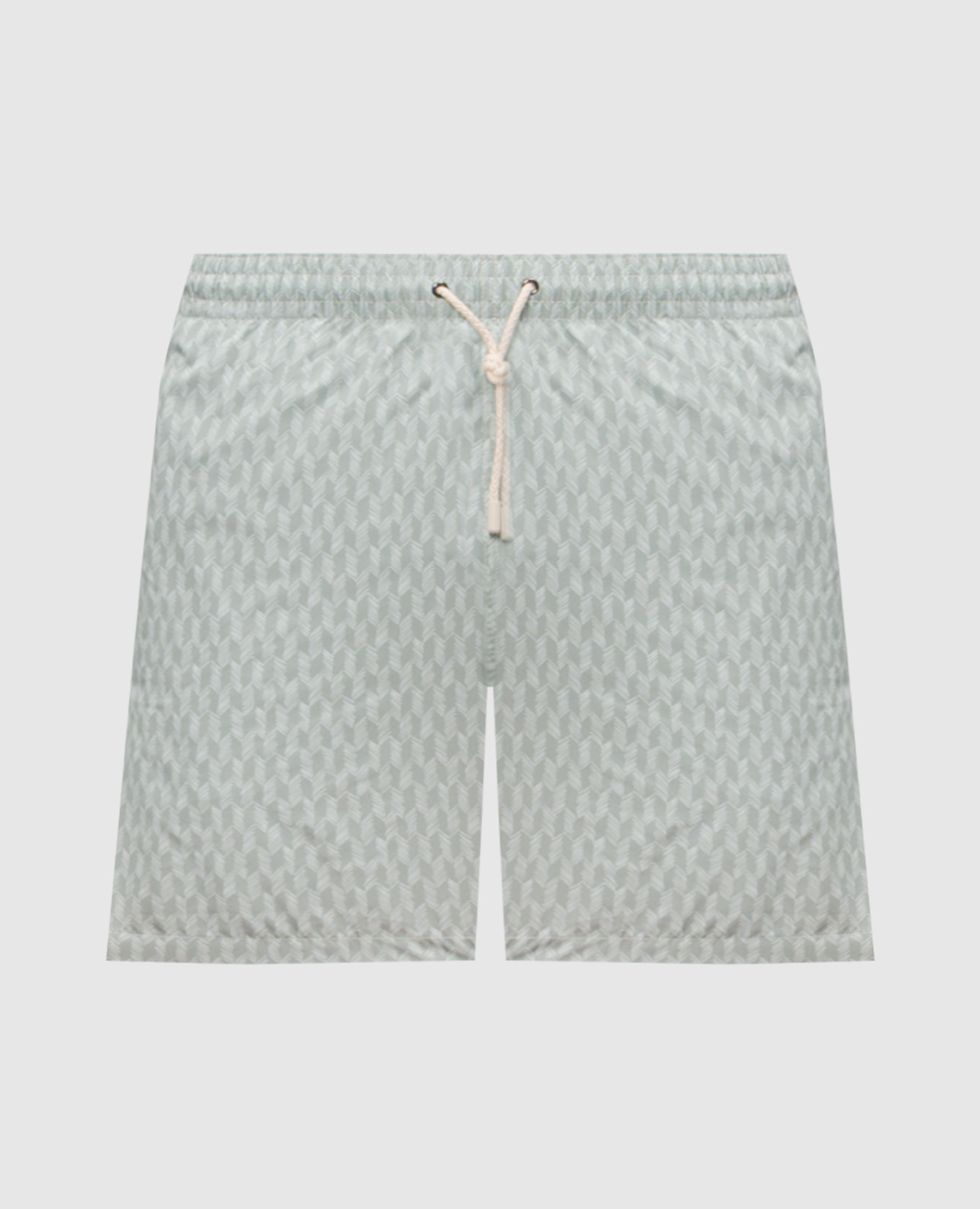Green swim shorts with branded print