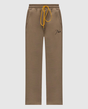 Rhude Khaki insulated track pants with logo embroidery RHPS26PA01012