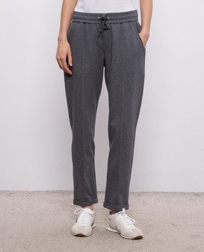Brunello Cucinelli Grey track pants with lapels MP827FB799