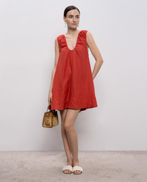 Faithfull Red Perla linen dress FF4579DTO