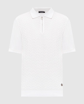 Stefano Ricci White polo shirt with patterned silk K212037P31F26193