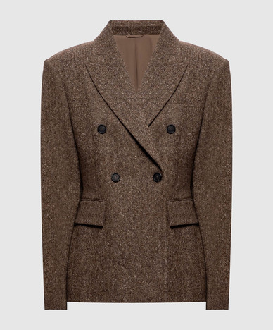 Brown double-breasted jacket with wool