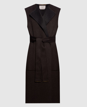 Agnona Brown cashmere long vest TV1201AD7036