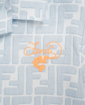 Fendi Children's blue linen shirt with monogram print BMC091AY8C