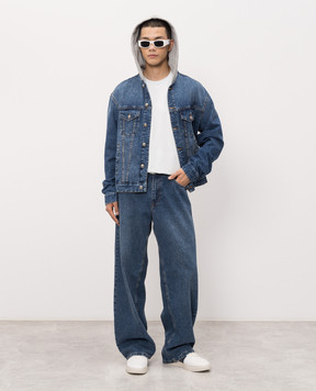 Palm Angels Blue jeans with logo print PMYA049S26DEN00A