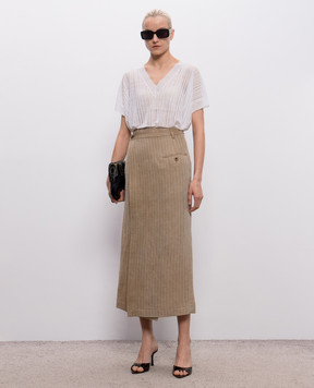 UMA WANG Beige Grace skirt with linen UW2006