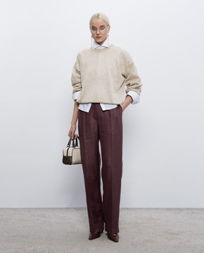 Brunello Cucinelli Beige linen jumper with sequins MDT746410