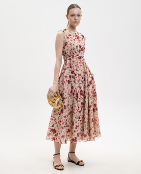 Max Mara ALIBI beige dress with floral print frame SMMALIBI
