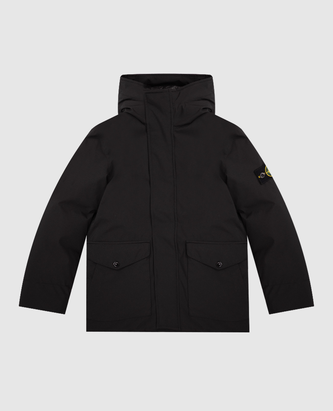

Children's black down jacket with logo patch Stone Island