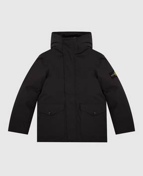 Stone Island Children's black down jacket with logo patch K2S164100002S0A2768