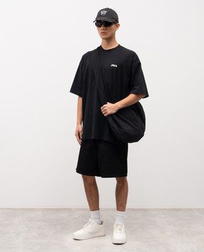 Vetements Black cotton T-shirt with contrast print ME76TR189Bm