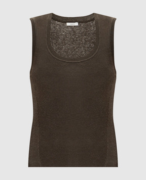 JOSEPH Alaou Khaki Ribbed Linen Top JF009769