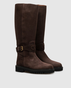 Valentino Brown suede VLogo boots 9W2S0QA3EFG