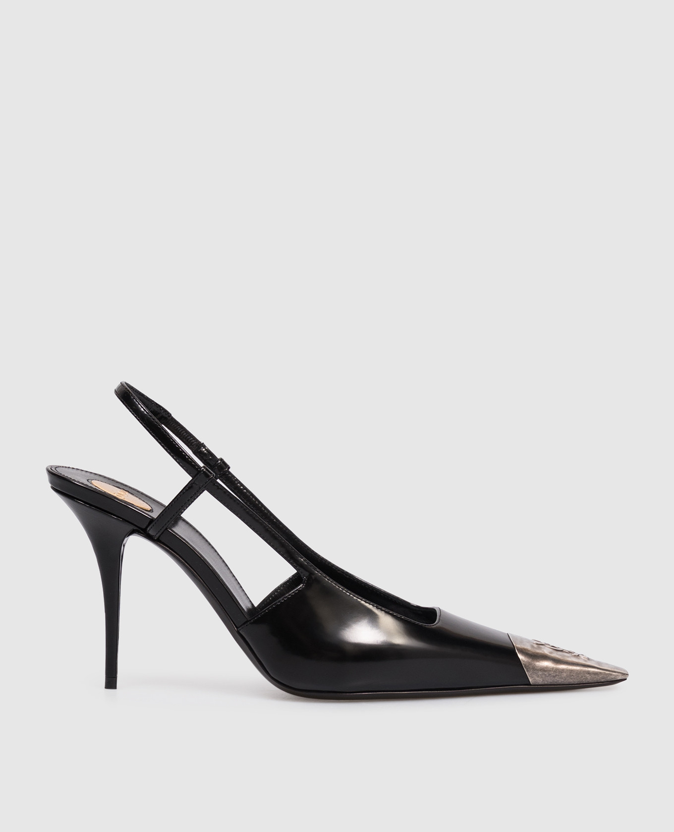 

JEANNE black glossy leather slingbacks Saint Laurent