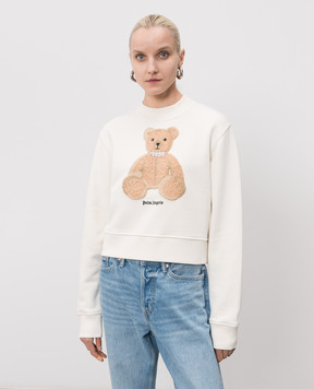 Palm Angels Ivory Bear sweatshirt PWBA016S26FLE006