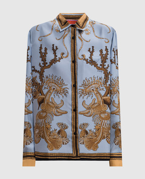La DoubleJ Blue printed silk blouse SHI0040SIL006OCE01