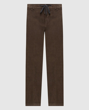 Peserico Khaki corduroy pants with logo R54795T2307961