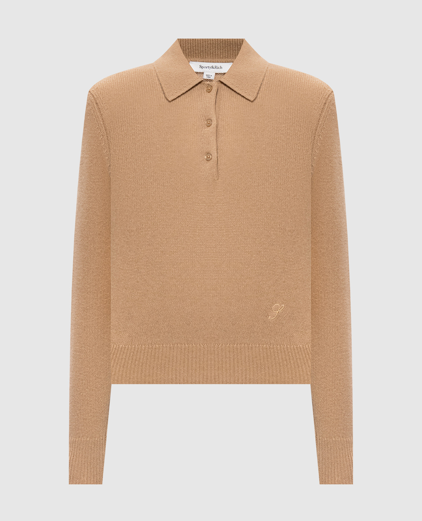 Beige kasjmier en wollen trui