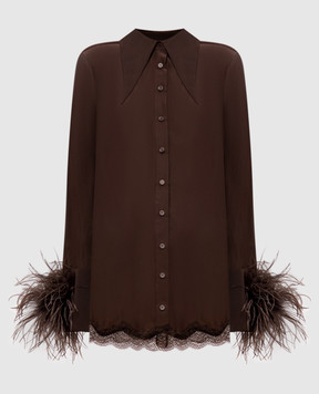 16Arlington Brown Tio blouse with ostrich feathers T469SS2601
