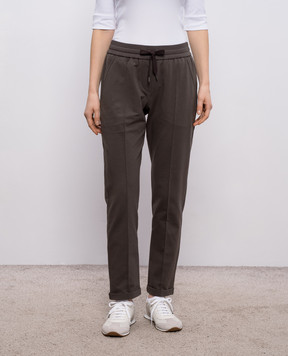 Brunello Cucinelli Brown sweatpants with monil chain MH827FB799