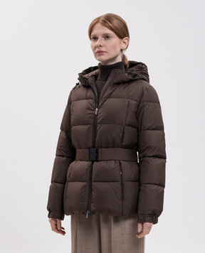 Peserico Brown down jacket with belt S24138A06957