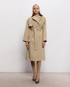 Bottega Veneta Beige trench coat with a leather collar 874798V6KO0
