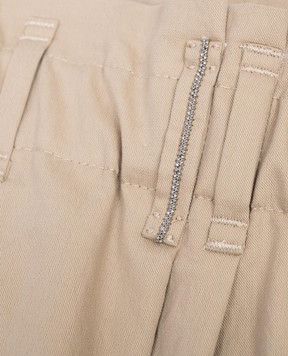 Brunello Cucinelli Children's brown pants with a monil chain B0F48P256A