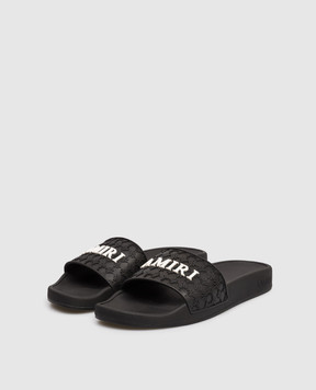 AMIRI Black MA Quad sliders with textured logo AWFOSL1002