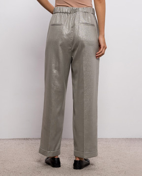 Peserico Gray pants with lurex A0403607007